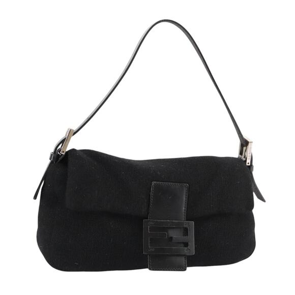 FENDI Mamma Baguette Shoulder Bag Knit Black - Picture 1 of 14